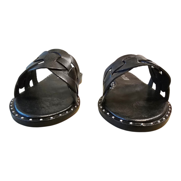 Chelsea Crew Tracy Studded Flats Womens Size 5 Black Open Toe Casual Office - Picture 5 of 11